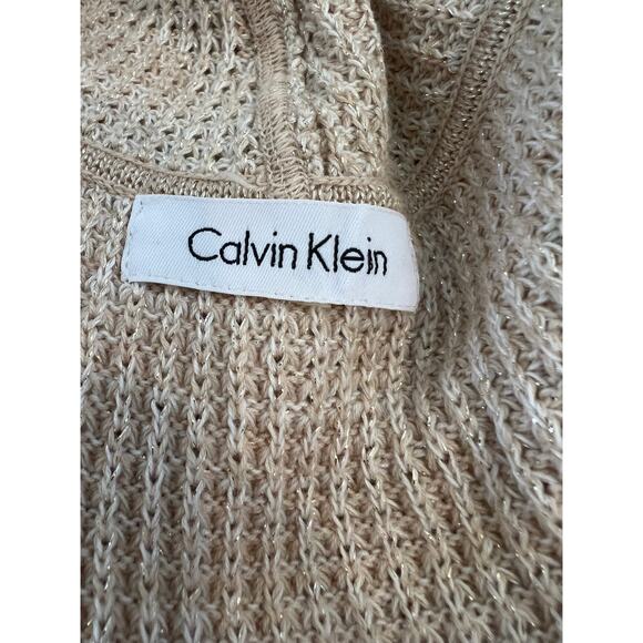 Calvin Klein Beige & Metallic Gold Cocoon Cardigan Sweater - Picture 5 of 6
